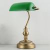 Retro American Green Glass Bedside Lamp, Antique Bronze Desk Lamp for Office or Bedroom Decor