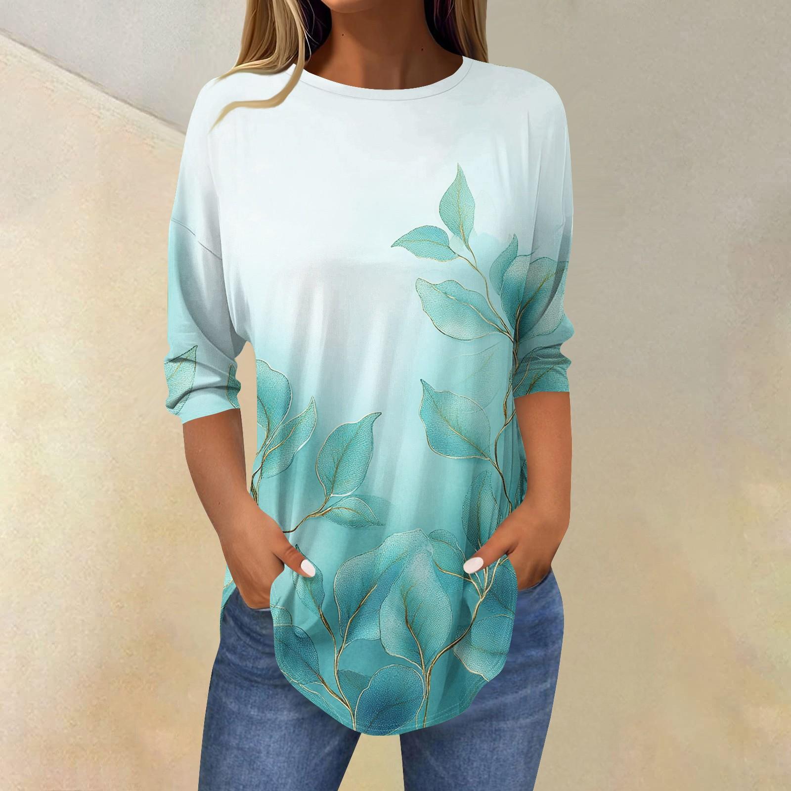 

Женские футболки с рукавами 3/4, однотонные пуловеры, летние весенние топы, блузки XXXL