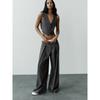 Za2025 Same Style European and American Women's Clothing Autumn New Arrival Professional Style Patchwork Design Vest Pants Suit Women