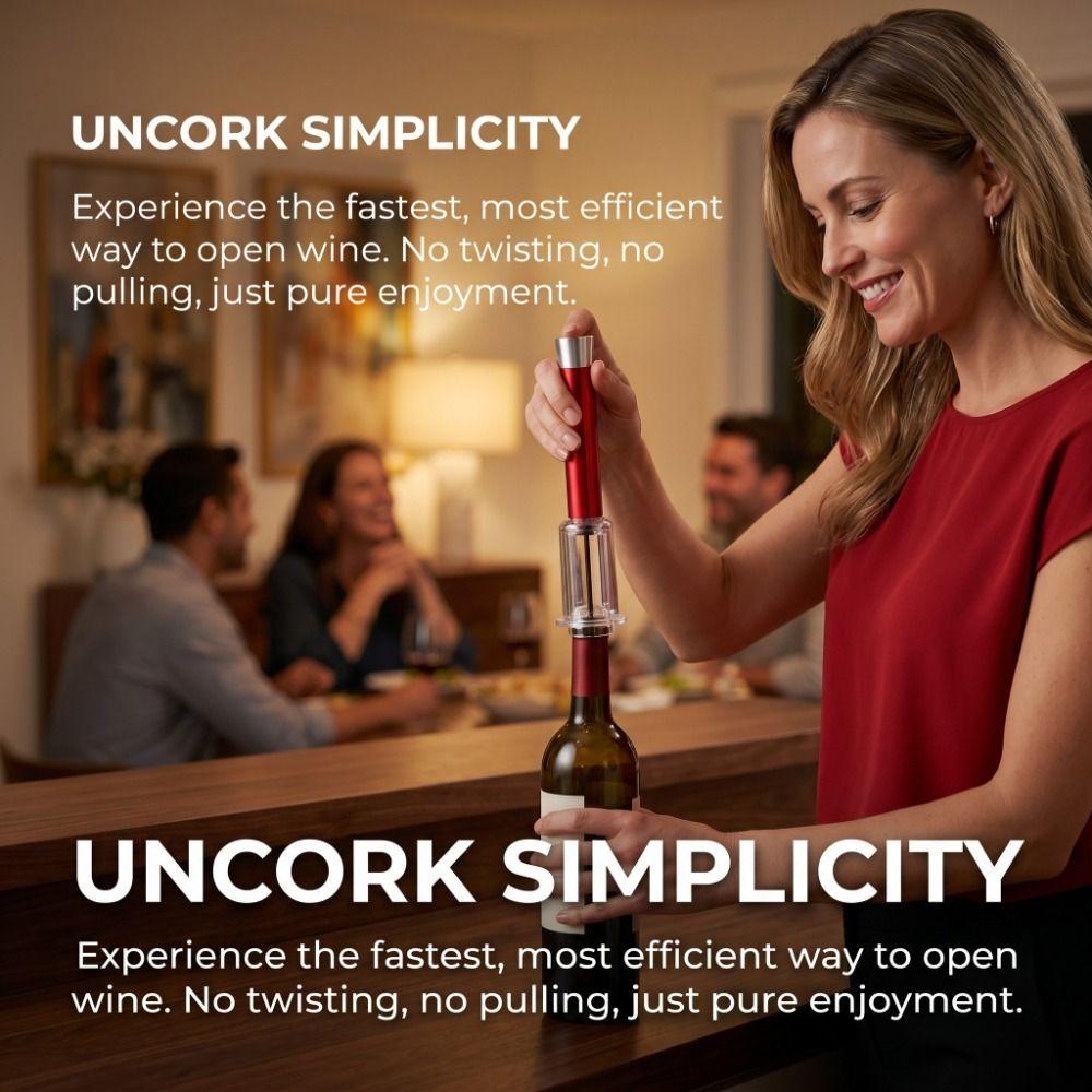 Red Cork Remover Aluminum+ABS Corkscrew Tools Easy Air Pump Pressure Bottle Opener  Red Wine Bottle