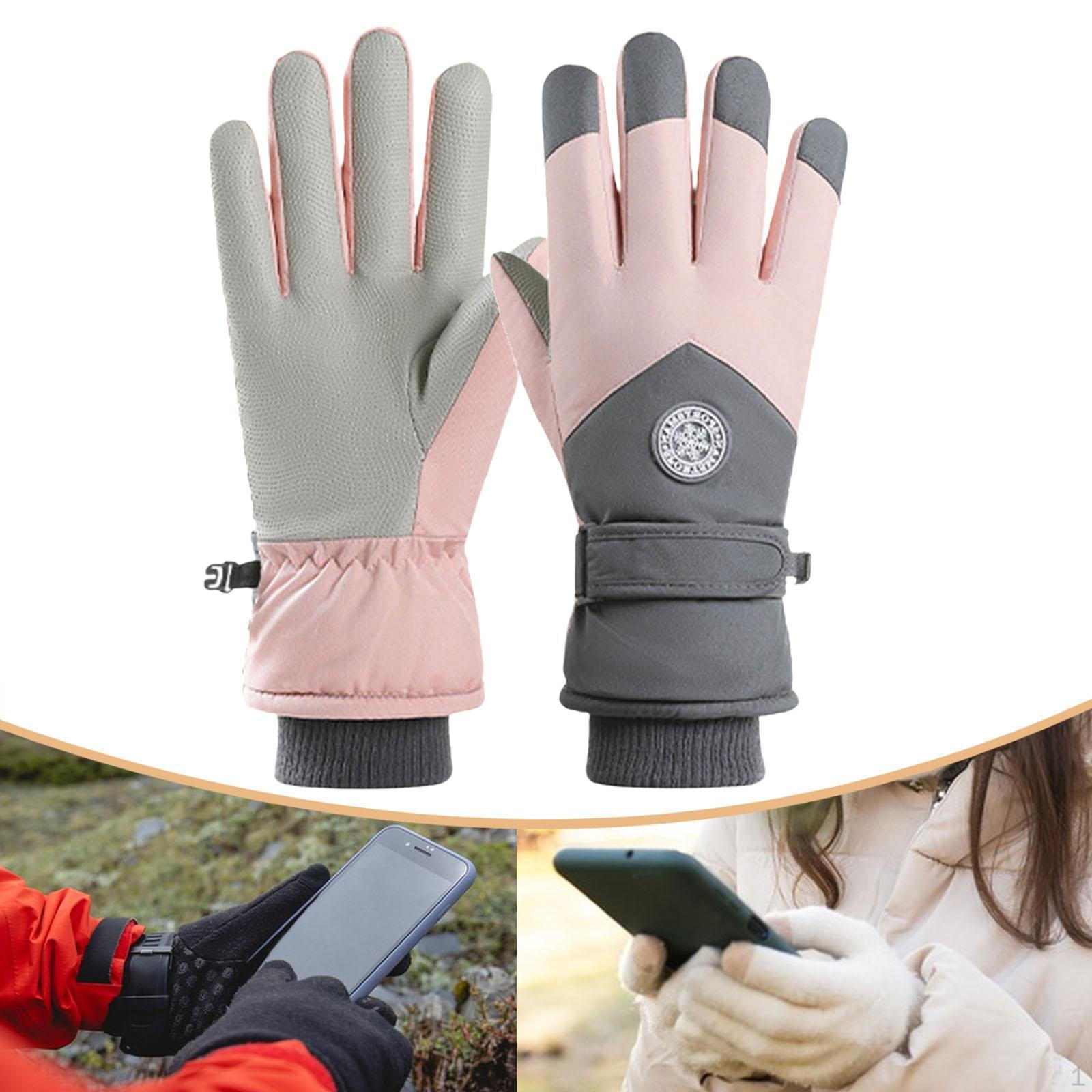 

Мотоциклетные перчатки Варежки с полными пальцами Нескользящая ладонь Теплые Дышащие для езды Сенсорные women_grey pink