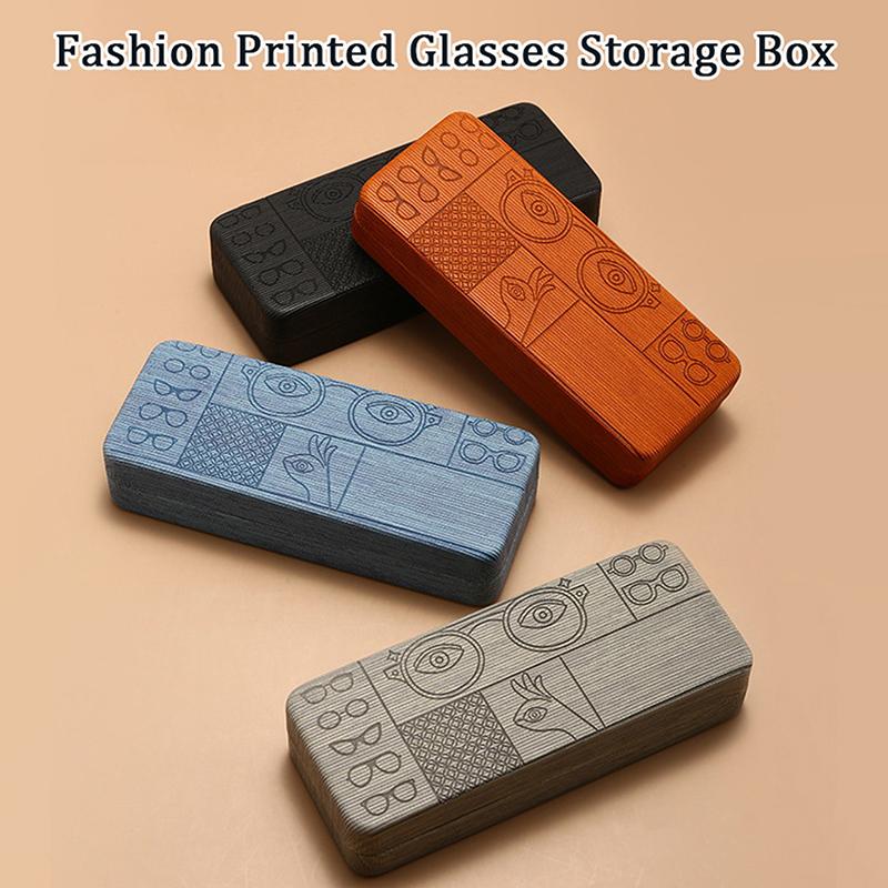 1Pc Geometric Pattern Glasses Case Portable Stylish Square Eyewear Holder With Embossed Designs For Men'S Fashion Accessories