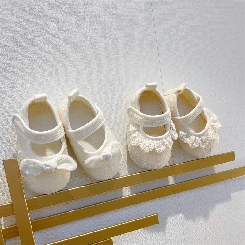 2024 Spring Autumn New Baby Soft Soled Walking Shoes Trendy Lovely Lace Princess Shoes Fashion Versatile Antiskid Girls Sneakers