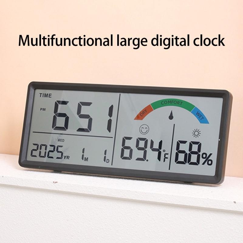 Multifunctional Electronic Clock Indoor Temperature Monitor Easy Setups Battery Operated with 2 Alarm and Snooze Feature