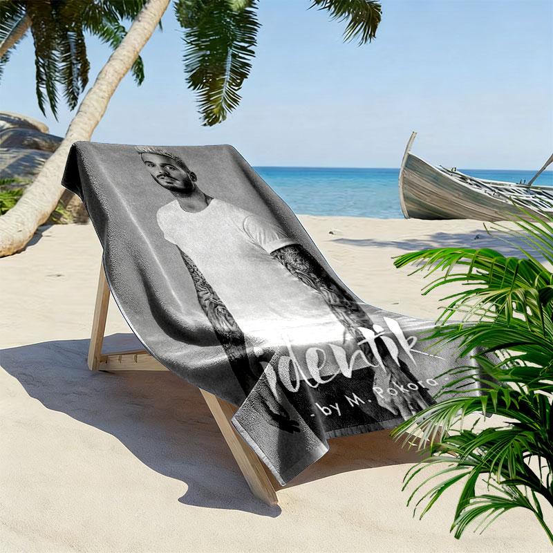 M Pokora Print Beach Towel, Large Soft Quick Dry Towel for Beach Camping Swimming