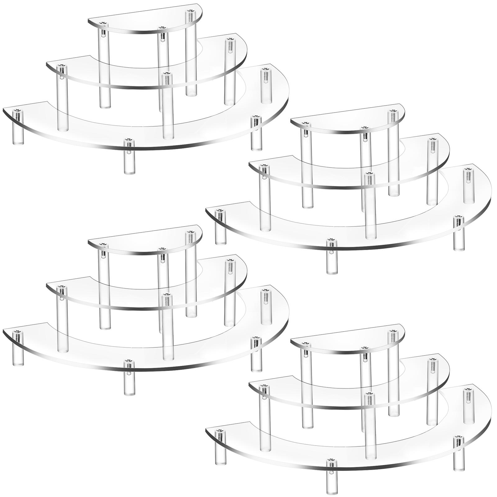 

4pcs Semicircle Acrylic Stand Transparent Half Moon Display Holder Fixed Securely Space-saving for Wedding Home Birthday Party