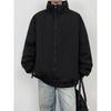 Men's Winter Maillard Stripe Cotton Jacket with Stand Collar - Japanese Neutral Style, Thick and Loose