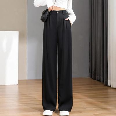 Wospring and Summer Women Loose High Waist Wide Legs Slim Casual Trousers Female Suit Straight Pants