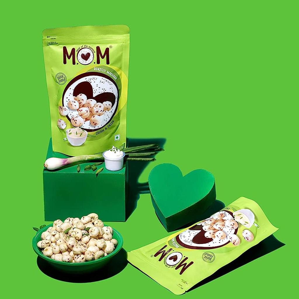 MOM - Meal of the Moment Roasted Cream N Onion Makhana, 60g (Pack of 3) Gluten Free Anti Oxidants