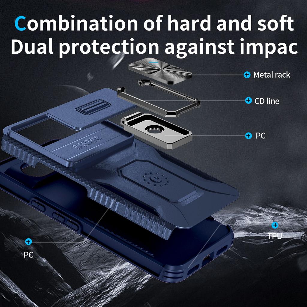 For Google Pixel 8 Case Camshield Kickstand TPU+PC Anti-Slip Phone Cover