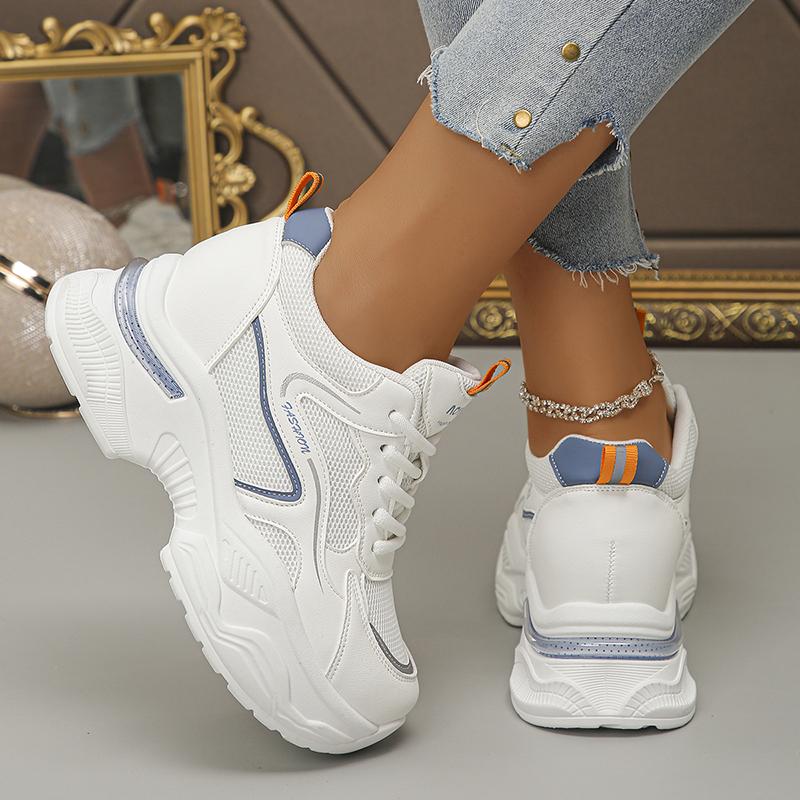 Fashion White Chunky Platform Sneakers Women Breathable Mesh Sports Running Shoes Woman Fashion Anti Slip Thick Sole Sneakers