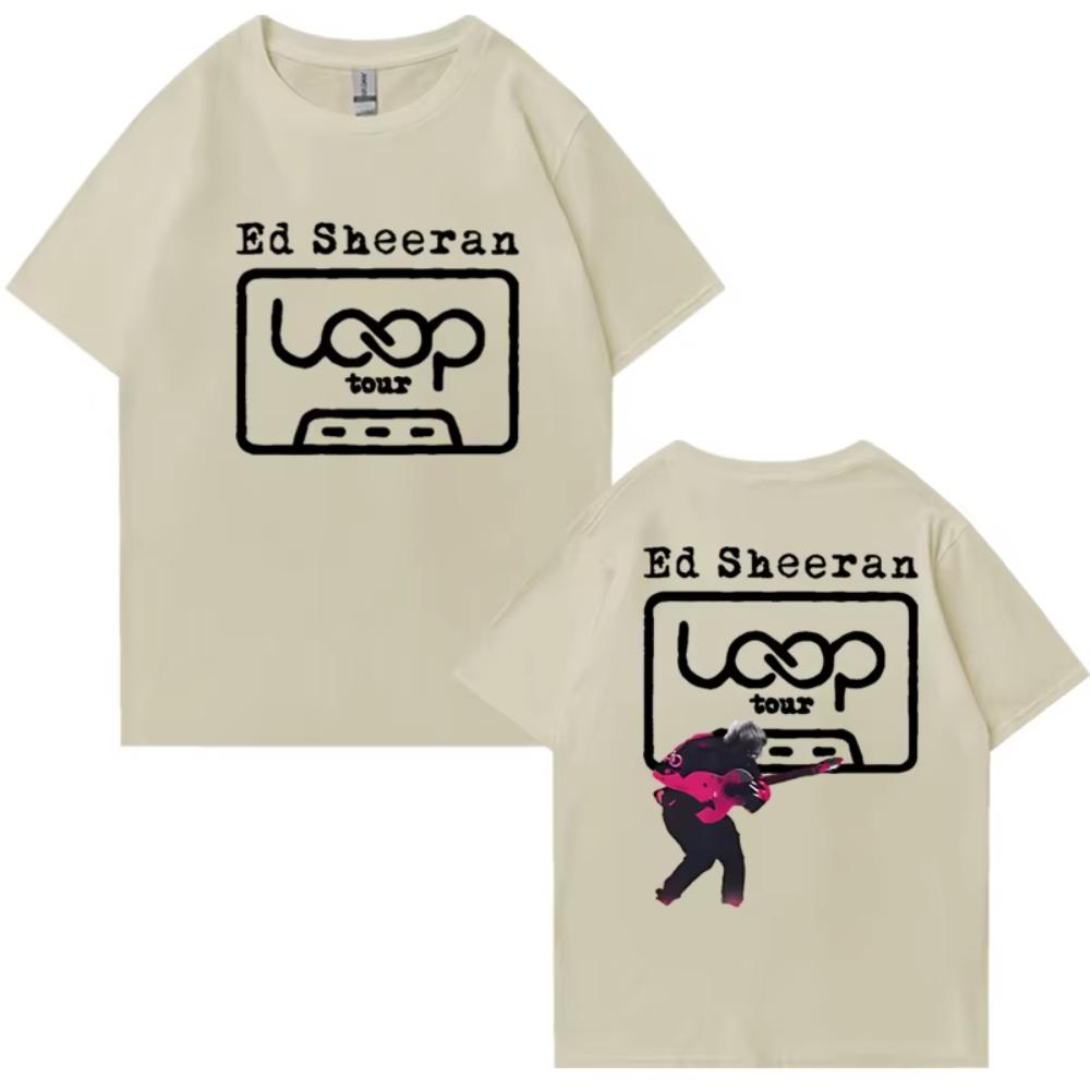 Hot Singer Ed Sheeran LOOP Tour 2025 Double Sided Graphic Short Sleeve Male T-shirt Printed Fashion T Shirt Men Women Cotton Top