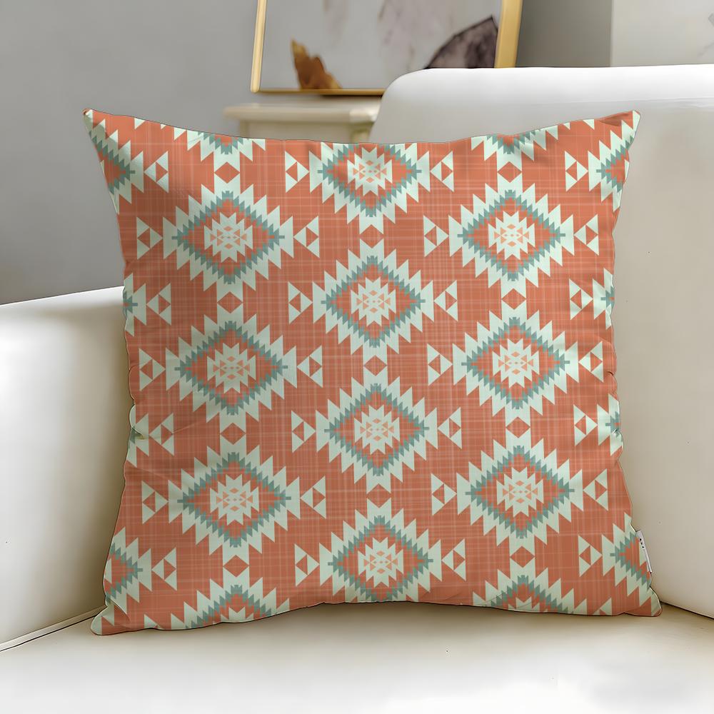 Classic Pattern Native Fabric Pattern Cushion Cover Soft & Easy-Wash Pillow Case – Versatile for Couch, Bed, Travel and Office