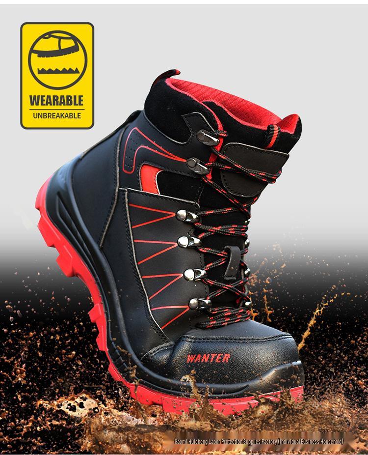Ozone High-Top Water-Repellent Steel Toe Safety Shoes, Wear-Resistant, Anti-Smash, Anti-Puncture, Soft Sole for Comfortable Work.