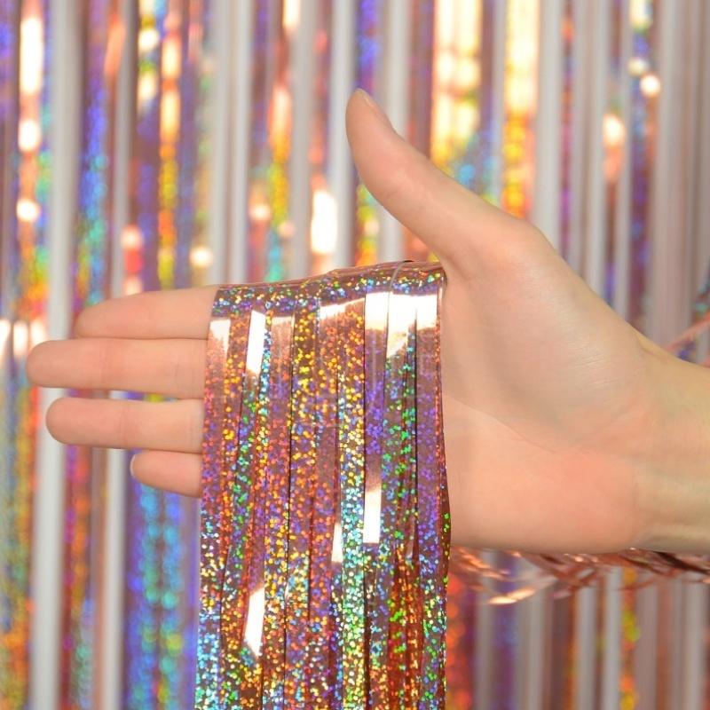 1/2/3Pack Glitter Party Backdrop Metallic Foil Tinsel Fringe Curtain Birthday Wedding Graduations Decoration Anniversary Photo. 5