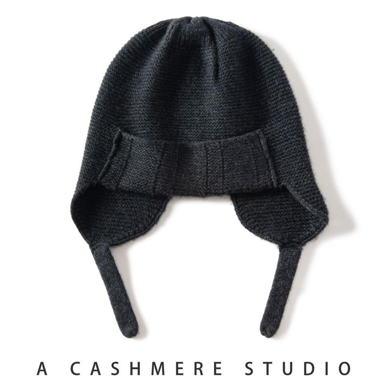 Warm Cashmere Knit Beanie Hat With Ear Flaps Unisex Winter Cap Men Women Kids