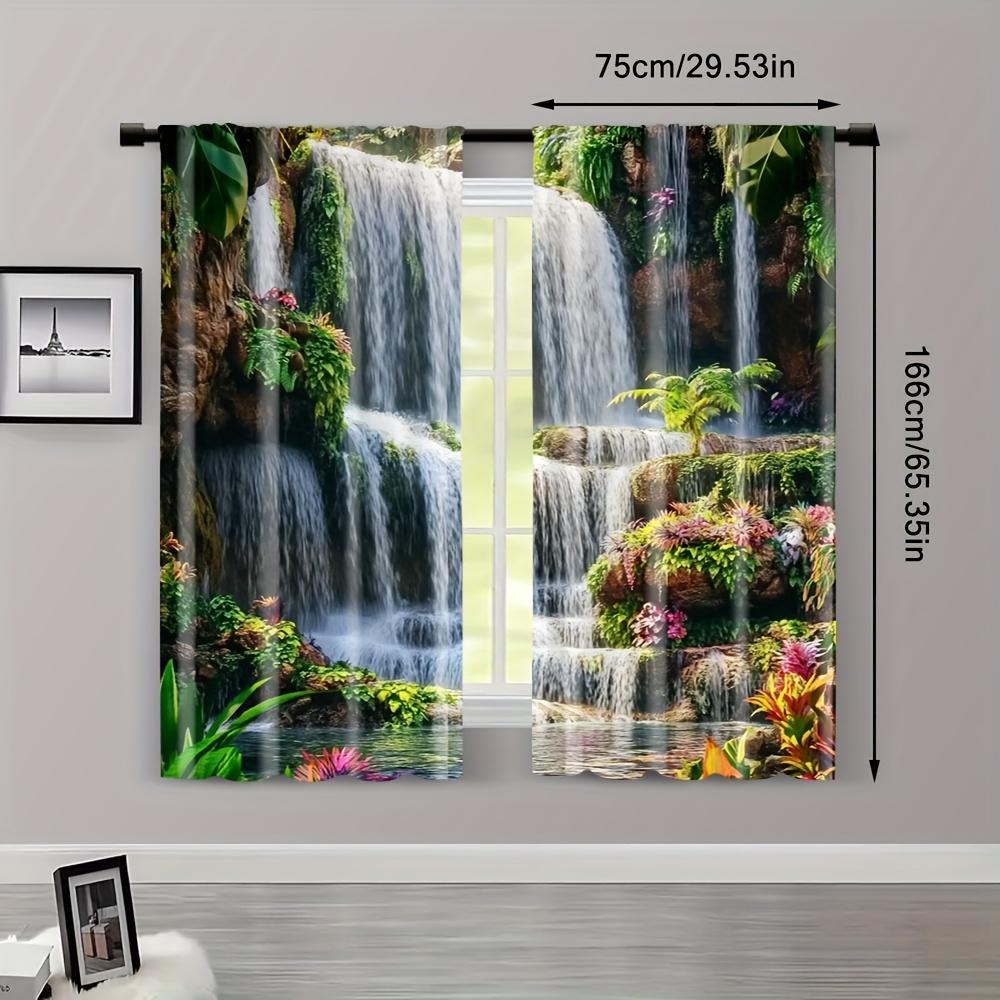 2pcs, Curtain natural scenery Versatile Polyester Fabric,Without Electricity Family Party Decoration Applies to All Occasions de