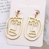 New Punk Face Drop Earrings For Women Retro Abstract Hollow Statement Hand Metal Fashion Dangle Earring Jewelry