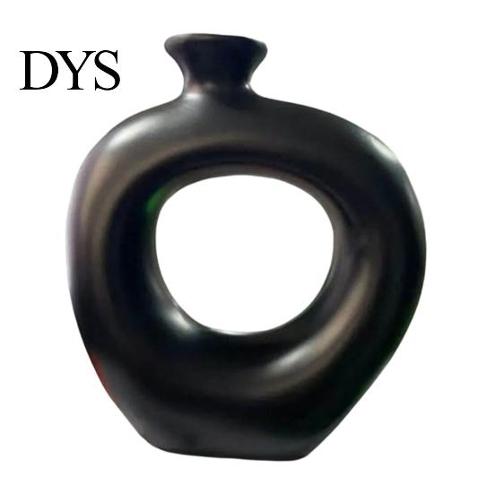 Artistic Hollow Rope Vase Minimalist Resin Flower Vase, Circle Art Modern Floral Dried Arrangement Holder for Home Living Room Bedroom Table Ornament