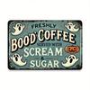 Vintage Halloween Coffee Metal Tin Sign 8x12 Inches Kitchen Wall Art Decor