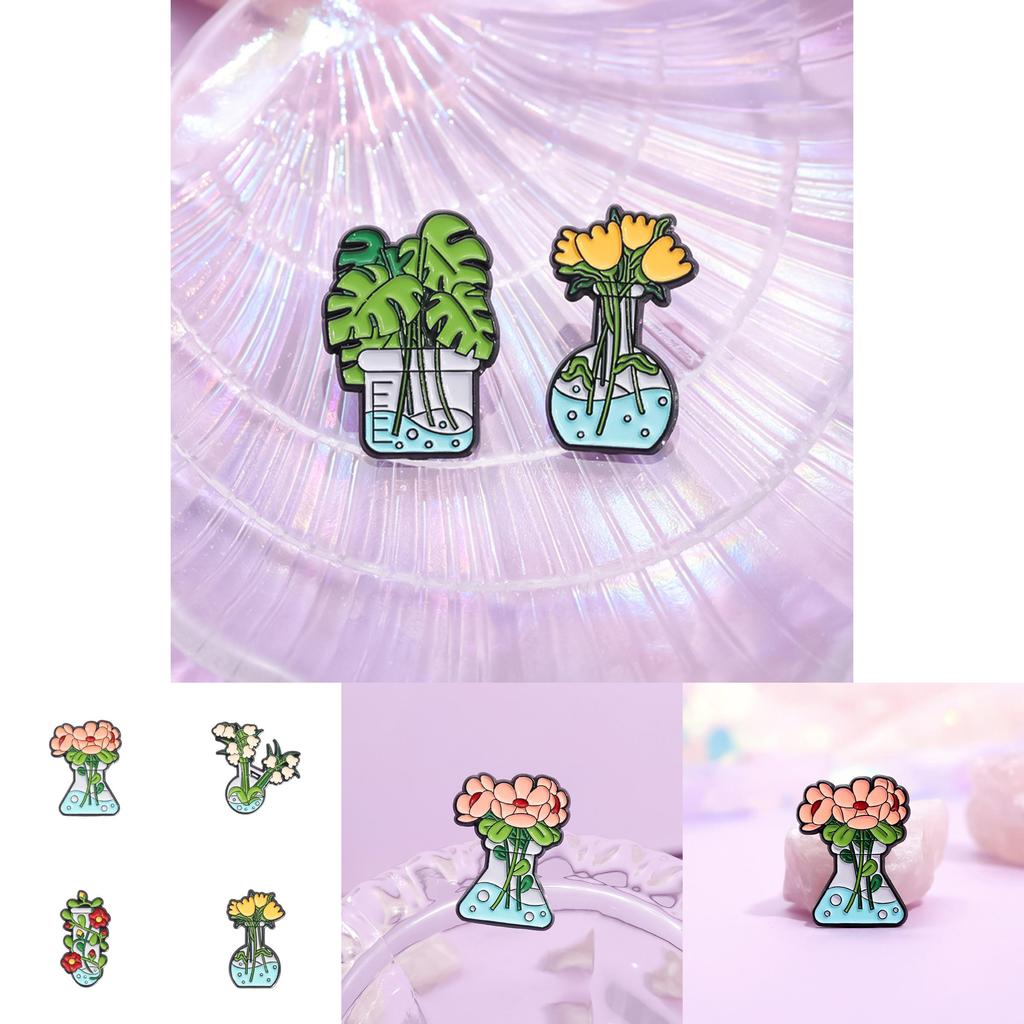Unique Cartoon Style Green Plant Brooch Fashionable Metal Enamel Pin For Clothing Accessories