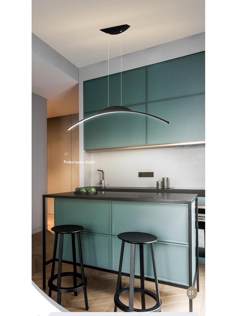 Nordic Minimalist LED Pendant Light - Sleek, Single-Line Design for Dining Room, Study, Bar, or Office.