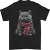 A Cat With a Union Jack Scarf Great Britain Mens Gildan Cotton T-Shirt Unisex T-Shirt