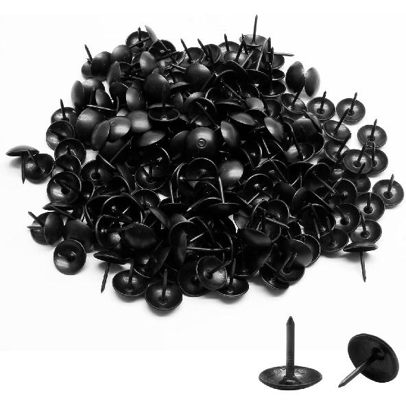 Bivethoi 220 Pcs Black Upholstery Tacks, 1/3 Inch Metal Round Head Thumb Tacks, Upholstery P for Furniture, DIY Project (9 X 13mm)