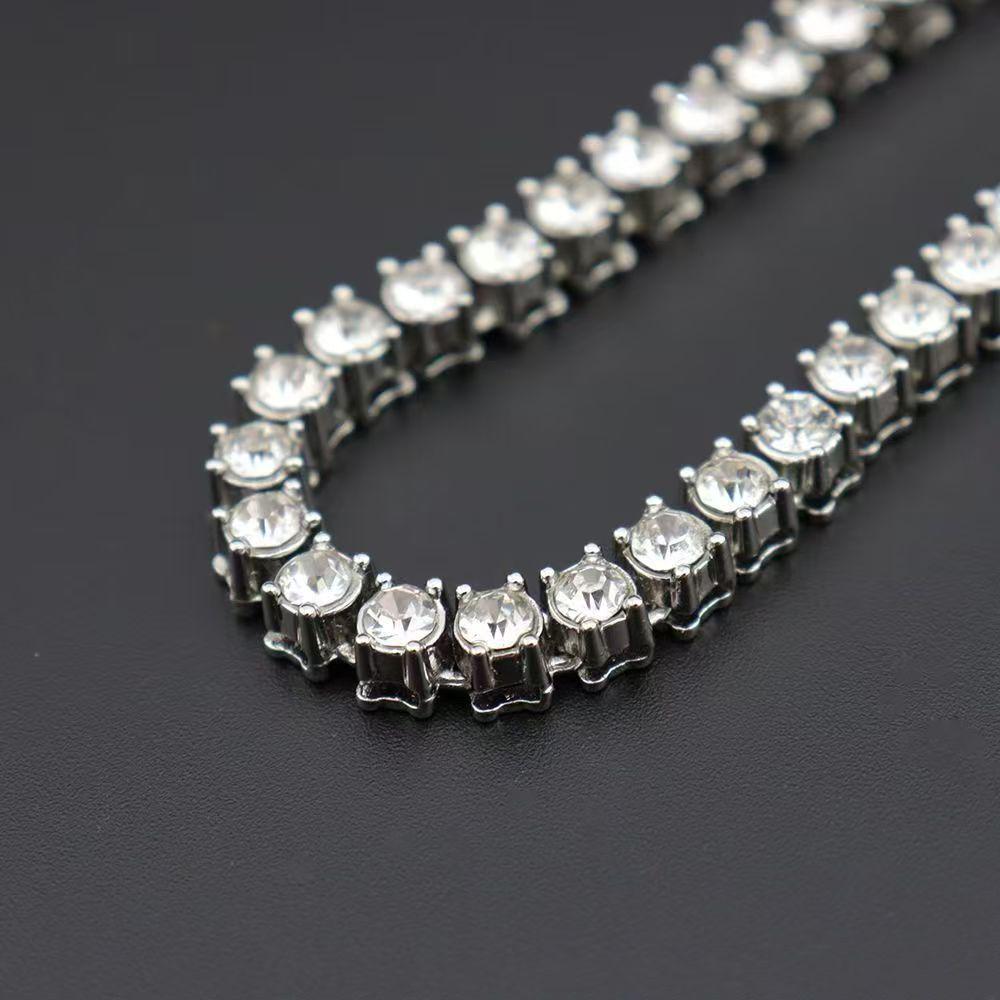 4mm Alloy Cuban Tennis Chain Necklace: Hip Hop Layered Clavicle Jewelry with Pendant for Men