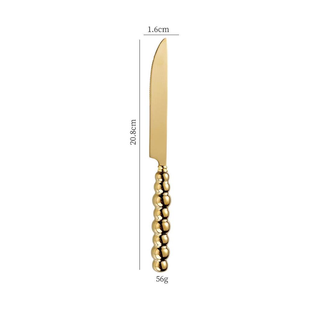 Norse Luxe Ceramic Pearl Cutlery Set: Fork, Knife & Spoon in Elegant Stainless Steel