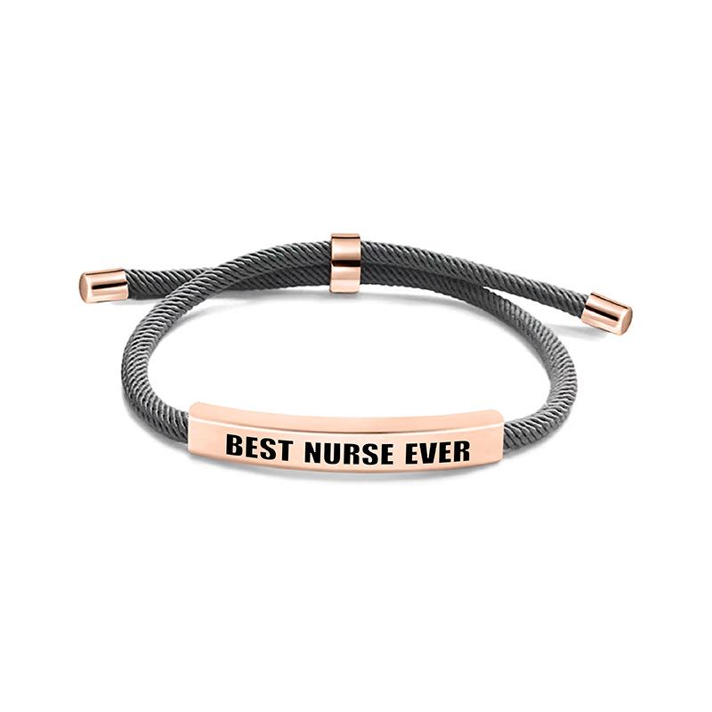 Multi-Color Engraved Stainless Steel Rope Bracelet: Nurse's Day Commemorative Christmas Gift