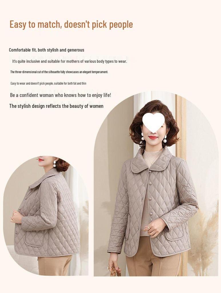 Autumn/Winter 2025 Lightweight Inner Wear Cotton Jacket for Middle-aged & Elderly Women