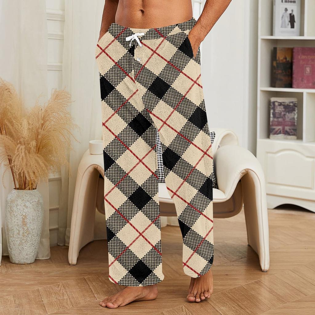 Men's Casual Printed Sleep Pants for Warm Loungewear At Home