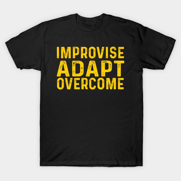 Men Black Print T-shirt Improvise Adapte Overcome No-Cut Transfer Paper Print Cotton Tshirt 4XL чёрный