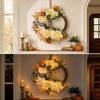 Artificial Fall Wreath with Golden Warm Light for Front Door Home Decor