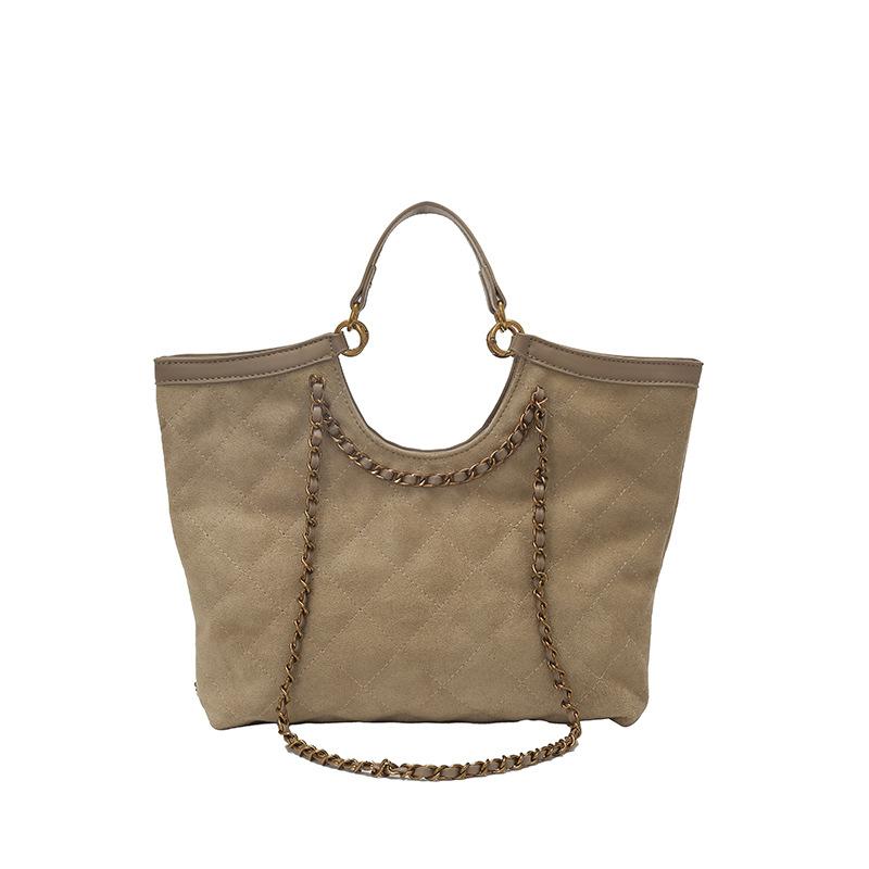 

Сумка-тоут в форме ромба с высокой привлекательностью и непринужденным стилем, женская сумка ручной работы большой вместимости и модная сумка на цепочке хаки