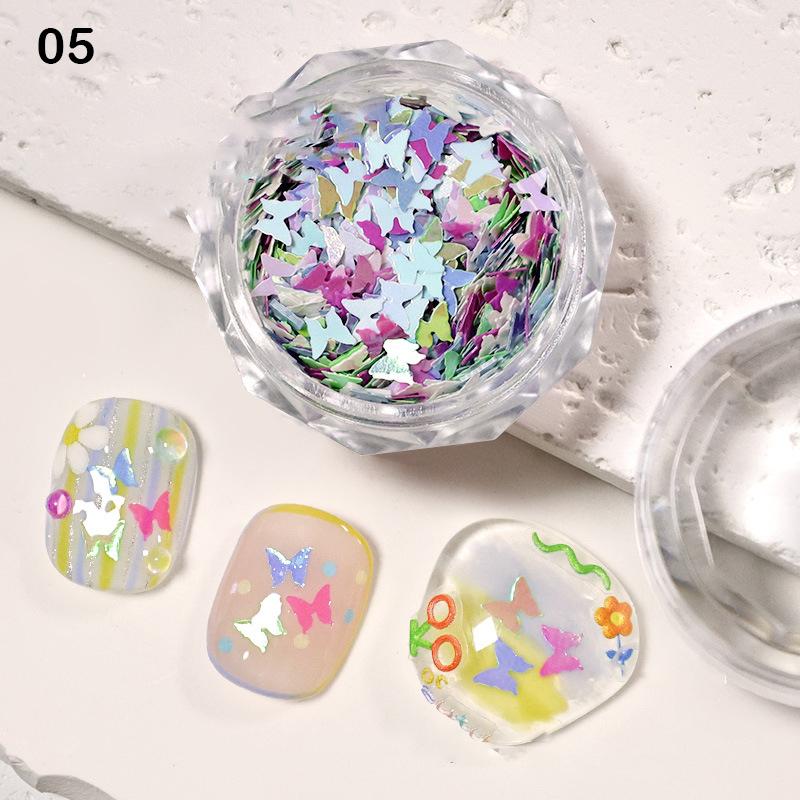 

1 банка Мини Разноцветные Мечтательные Блестки для Ногтей Бабочки Макарон Иллюзия Бабочки Декоративный Материал Аксессуары для Ногтей