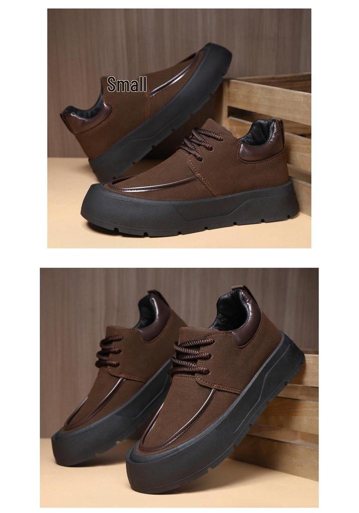 Men's Winter 2024 Retro British Style Thick-Soled Casual Sneakers with Velvet Lining for Teens