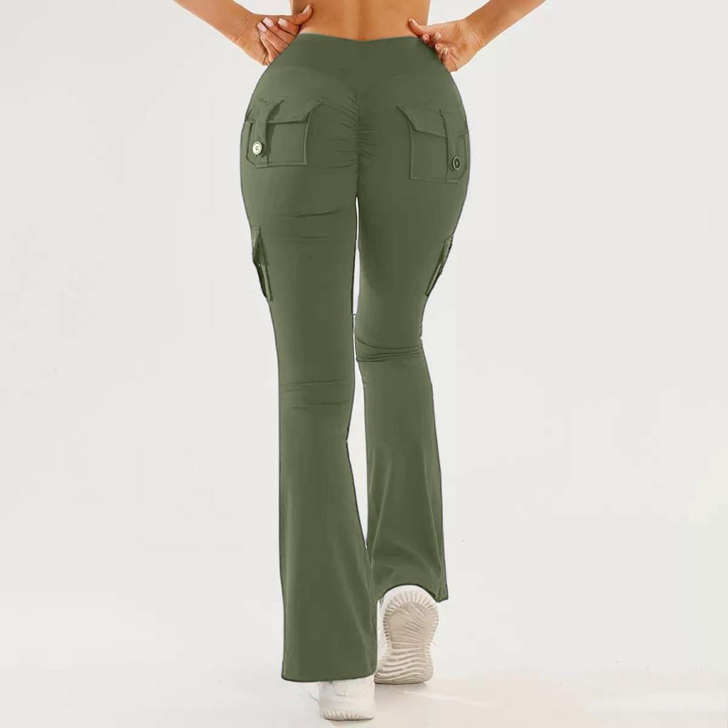 Women’s Yoga Leggings Outdoor Sports Fitness Multi-Pocket Flare Pants Work Trousers