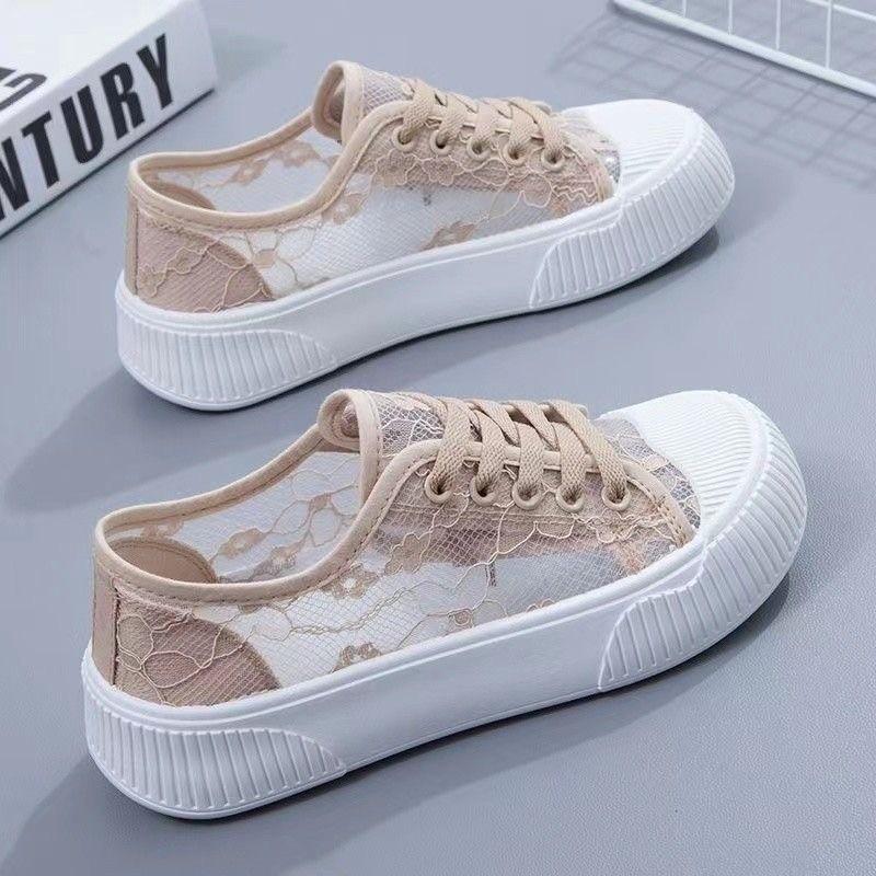 Fashion Women Flats Lace Casual Shoes Student Mesh Breathable Sneakers Loafers Outdoor Hollow Walking Shoes Fashion Women Shoes De Mujer