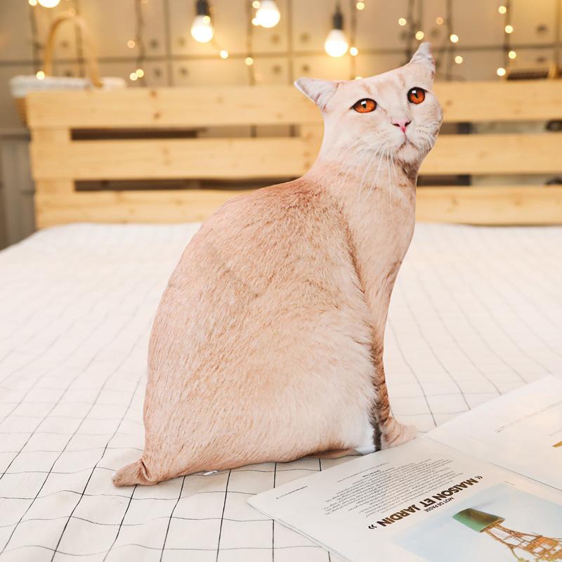Simulated 3D Cat Tiger Throw Pillow Doll Plush Toy Holding Sleeping Rag Doll Cat Funny Bedside