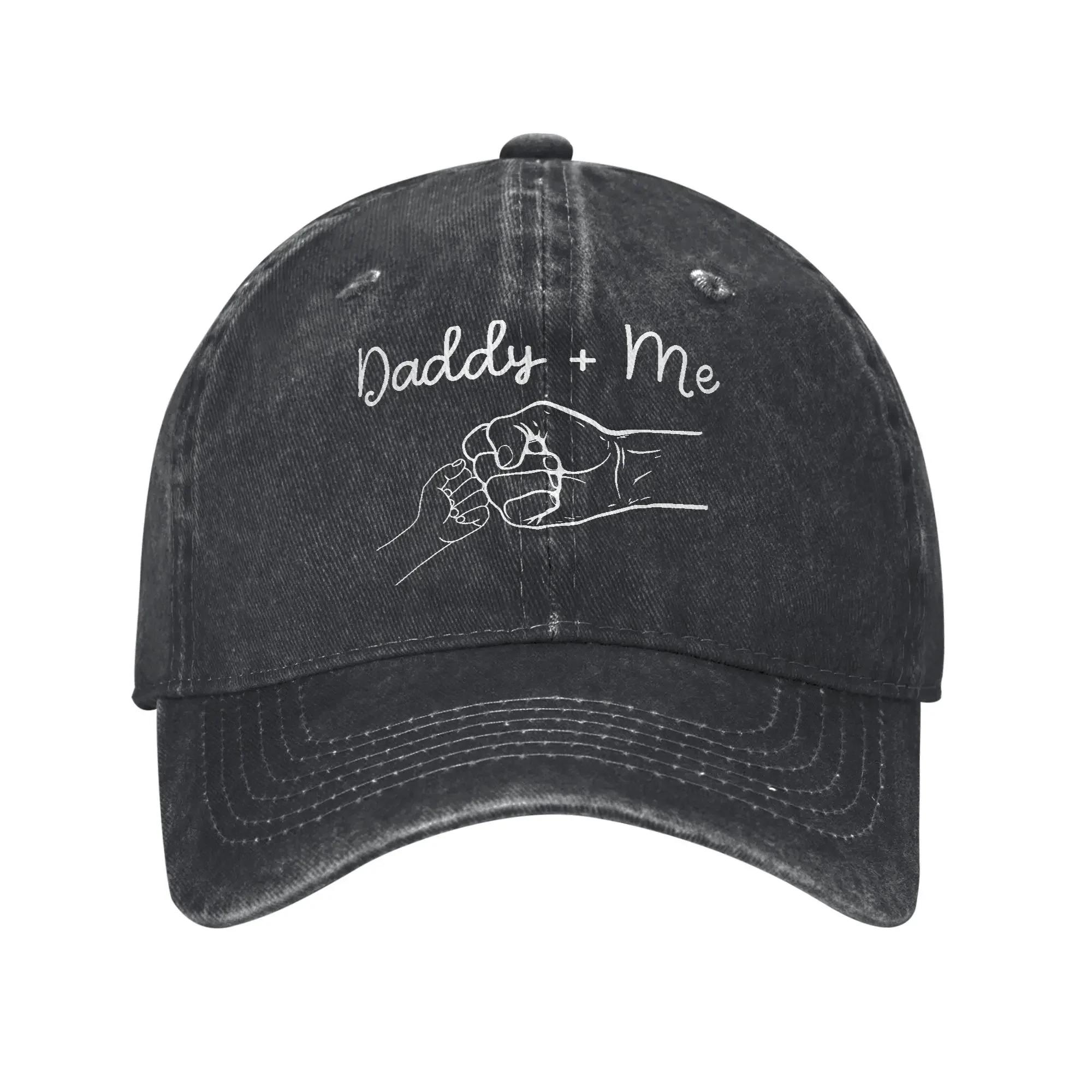 Hand Drawn Daddy Child Fist Bump Fathers Day Sun Baseball Cap FeUnisex Unisex Washed Hip Hop Hats SunProof Print Baseball Caps One Size
