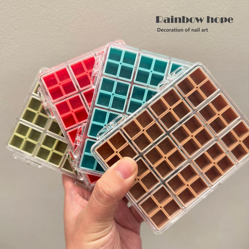 Macaron Pastel Non-Cross-Grid Small Nail Art Storage Box - Practical & Portable with Separate Compartments