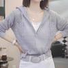 Hooded Openwork Zipper Knit Cardigan: Women's Casual Long Sleeve Sweater for Autumn & Spring