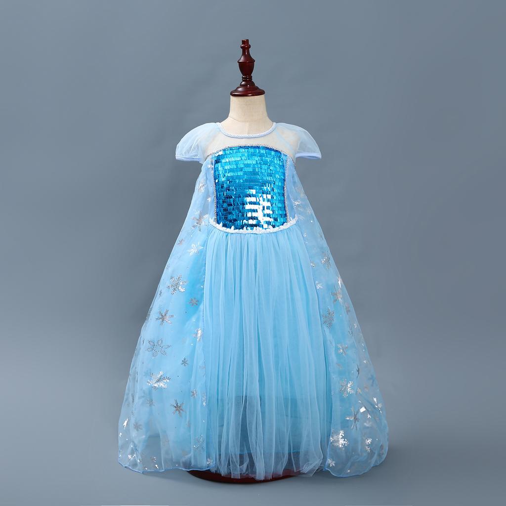 Frozen Frozen Snow Queen Elsa Dress Elsa Dress Fluffy Yarn Dress Girls' Clothing