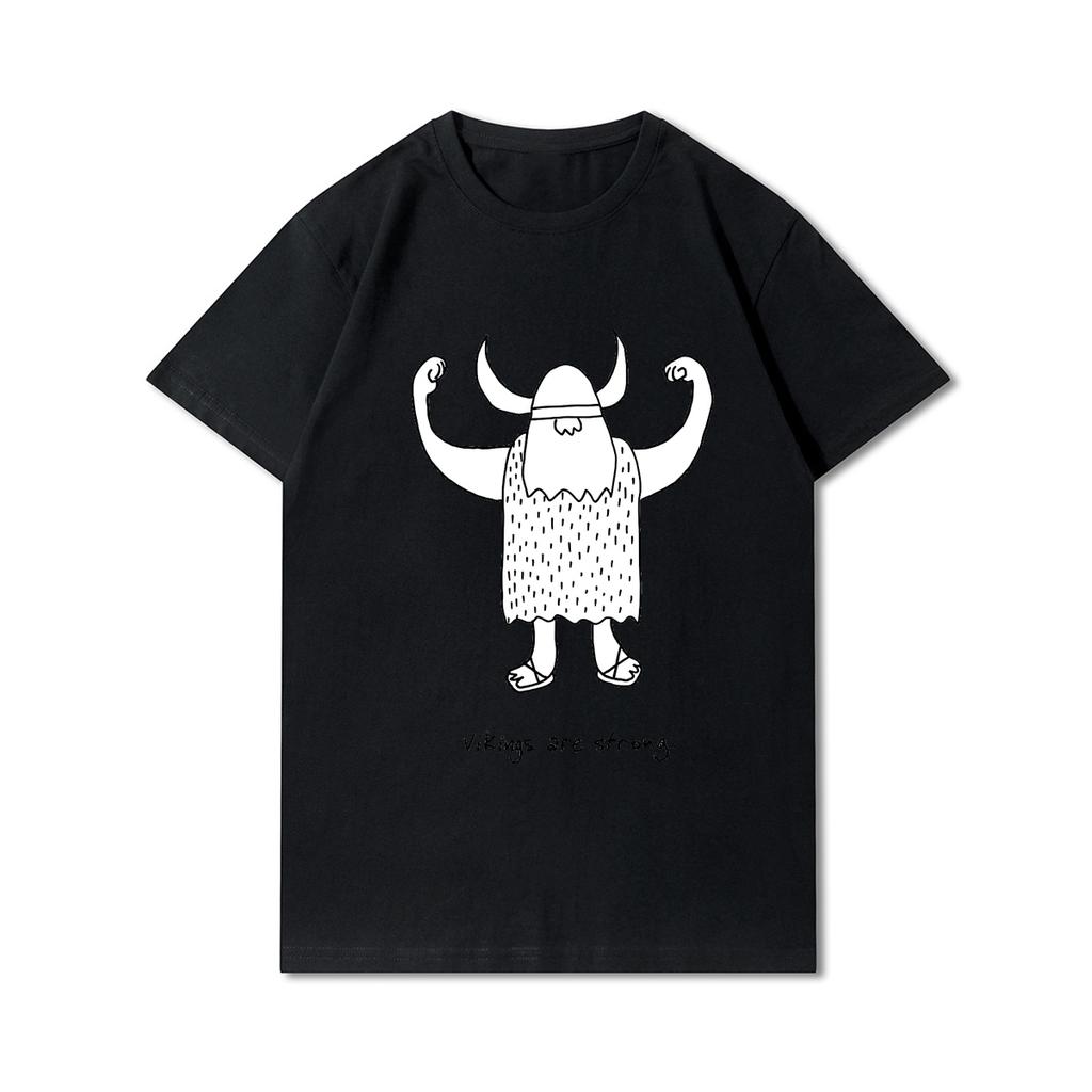 100% Cotton Summer Men T Shirts Viking Vintage Skull Beard with Headphone Printed Casual Top Tees