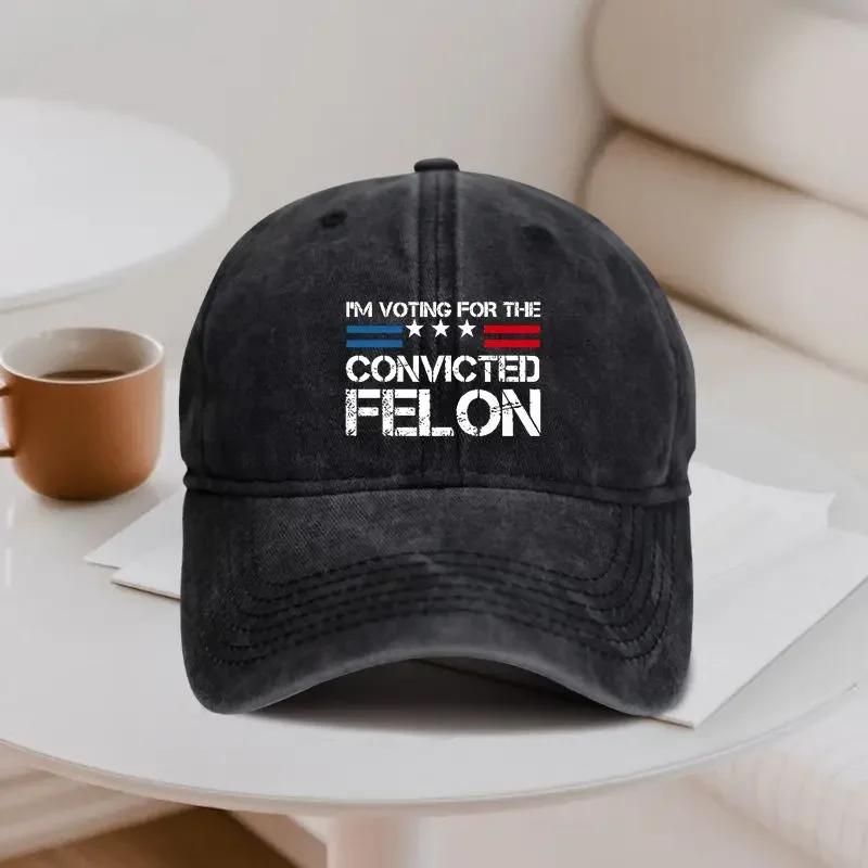 

FELON Unique Retro Washed Baseball Cap with Letter Prints Versatile Cap for Both Men and Women Outdoor Travel Sun Protection Adjustable
