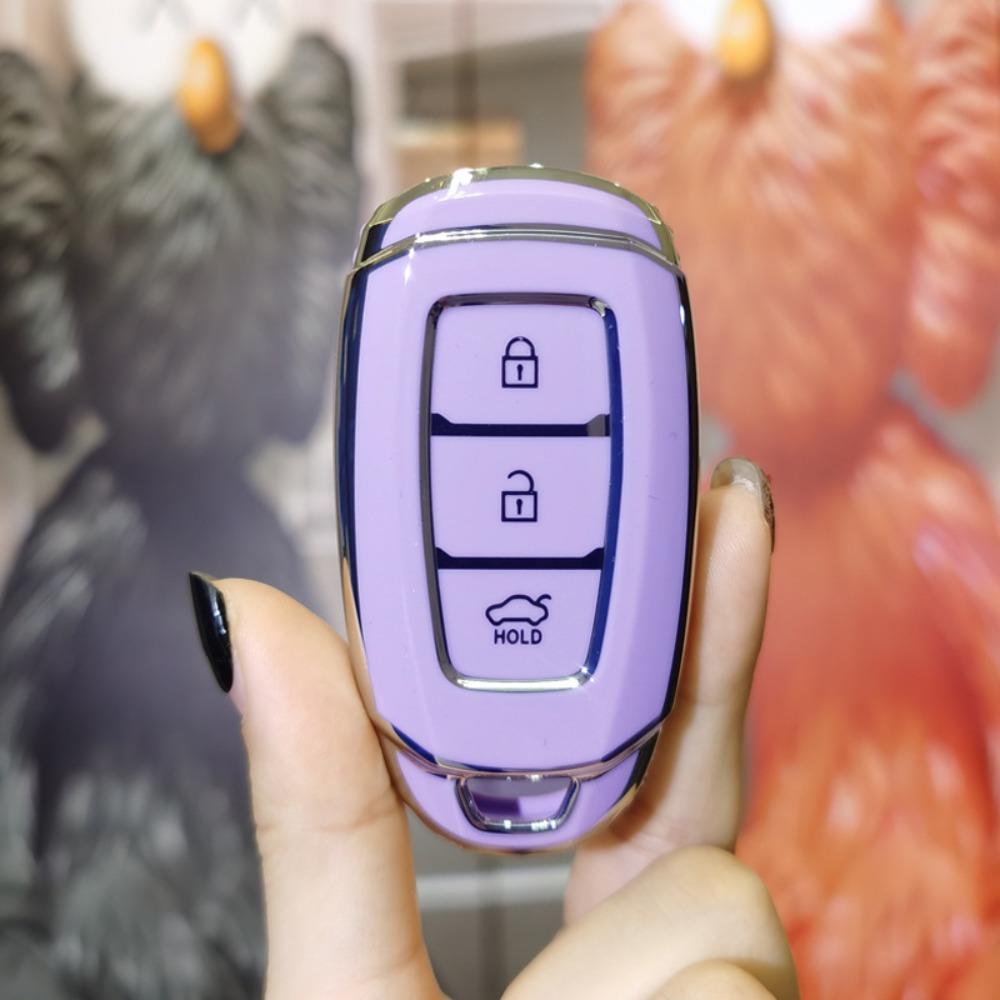 1 st 3 knappar Bilnyckelfodral Mjukt TPU Nyckelfodral Bilfjärrkontrollskal Nyckelskydd Mode Bärbar Biltillbehör