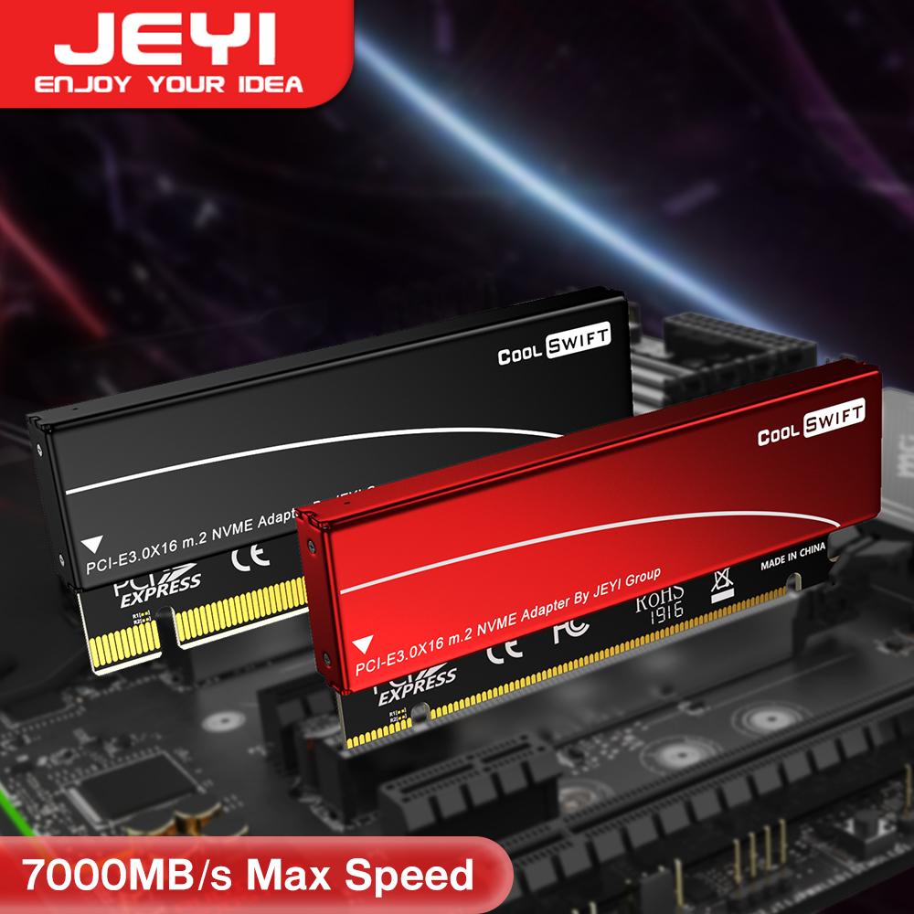 

JEYI M.2 NVME To PCIE 4.0 X16 Adapter, pcie x16 Gen4 Expansion Card with Aluminum Heatsink Case, For Samsung 980 PRO, 970 EVO чорний