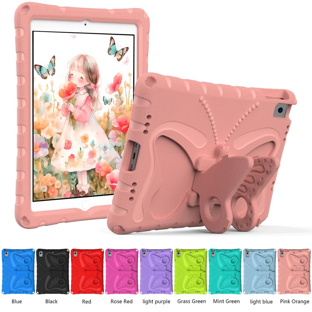 For iPad 10.2 (2021)/(2020)/(2019)/iPad Air 10.5 inch (2019) Case Butterfly Kickstand EVA Tablet Cover with Lanyard